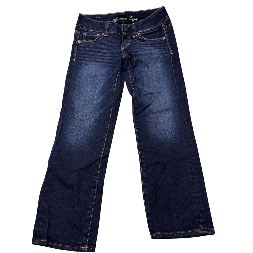 American Eagle Artist Dark Wash Low Rise Slim Bootcut Stretch Jeans Womens 00‎ R